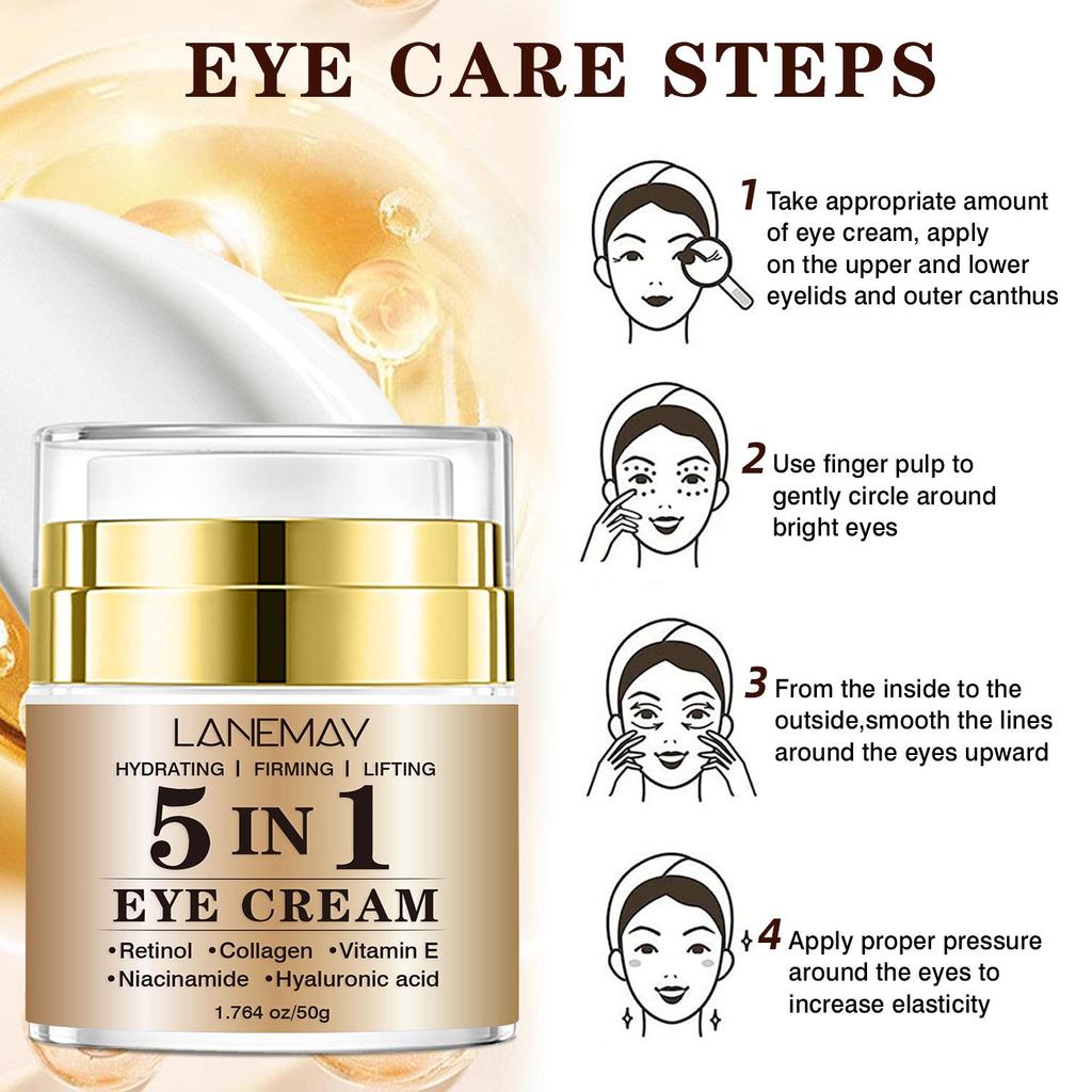 5 In 1 Eye Cream-Provides Deep, Long-lasting Hydration To Refresh and "wake Up" Your eyes-Suitable for Women and Men, 50ml