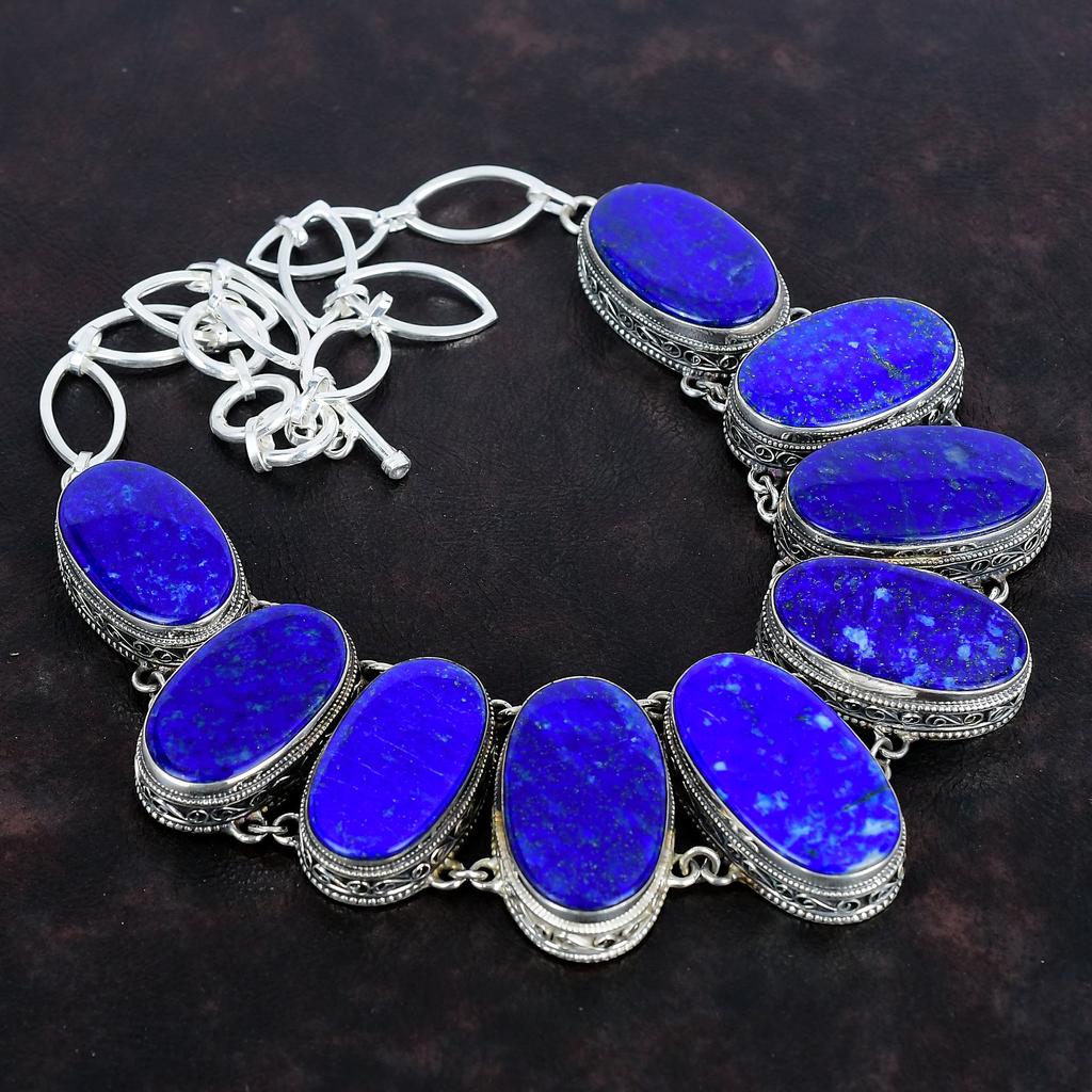 Ожерелье с драгоценным камнем лазурит винтажные украшения ожерелье из стерлингового серебра 925 пробы регулируемое ожерелье-цепочка ручной работы ювелирные изделия в стиле бохо подарок на годовщину