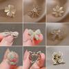 Opal Flash Diamond Bow Small Brooch Versatile Temperament Pin Anti-Light Artifact Fixed Clothes Suit Collar Pin