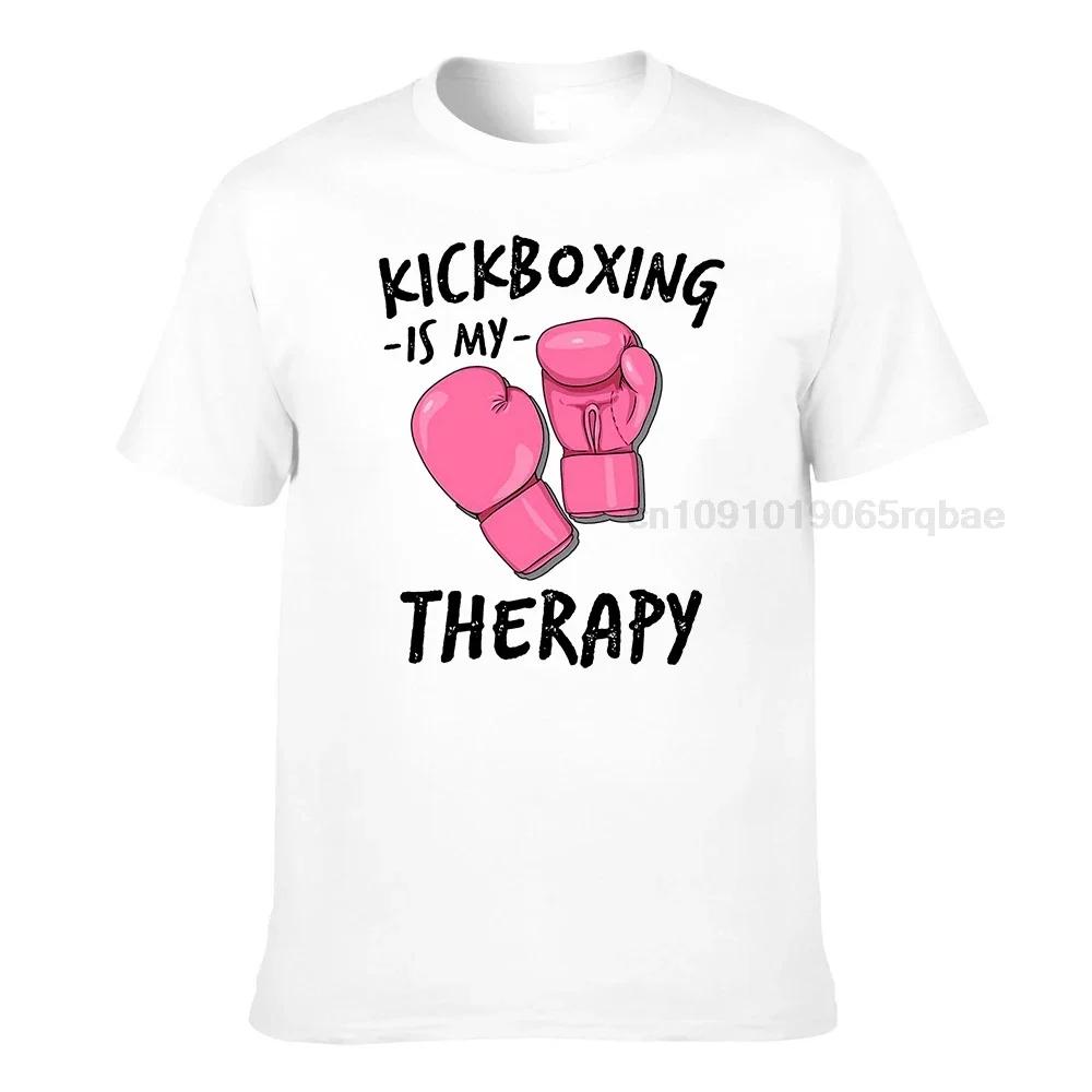 Kickboxing Is My Therapy Sweater Unisexs Hoodie Boxing Gift Unisex Tops Tees For Male Cotton Top Tshirts Normal High Quality
