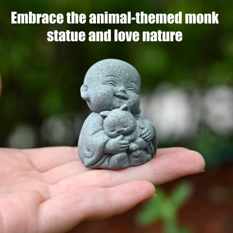 Статуэтка Животного Монаха из смолы, Декорация Zen Stone, Просветляющее Искусство для Сада, Настольный Дисплей