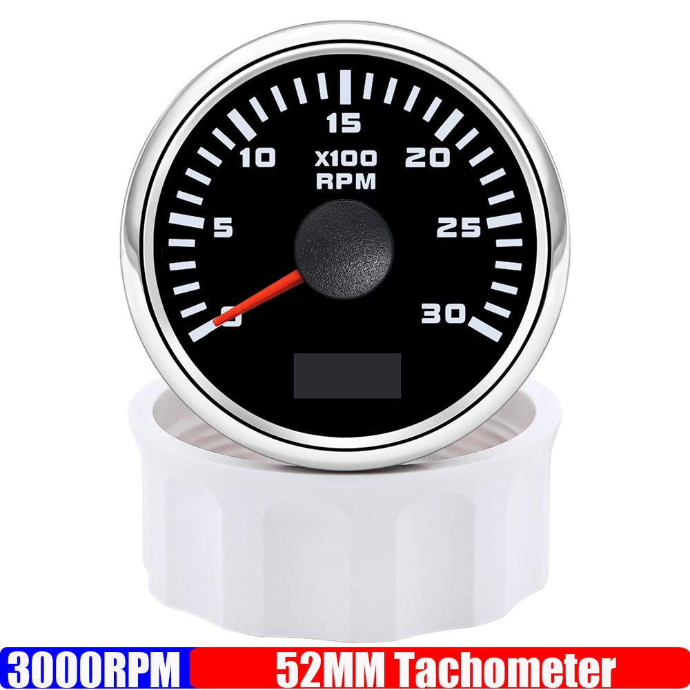 2" 52mm Tachometer 3000RPM 4000RPM,6000RPM,70000RPM,8000RPM Tacho Gauge Red Light RPM Meter for Boat Marine Car 12V24V