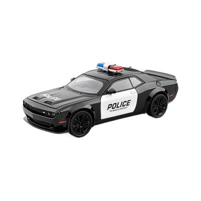 Масштаб 1/22 Большая полицейская машина Dodge Hellcat Сплавная игрушечная машина Мальчик Американский маслкар Challenger Модель автомобиля Подарок Настольное украшение