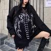 Gothic Style Punk Knitted Sweater Women Oversize Hip-hop Streetwear Mall Goth Skull Grey Fashion Pullover Jumper Tops