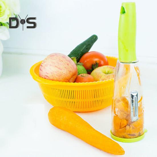 Ручная овощечистка, удобная функция хранения кожуры, пластиковый скребок для фруктов, универсальный овощечистка