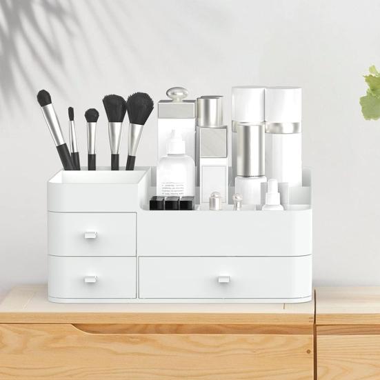 Countertop Storage Box Makeup Organizer with Drawers Large Capacity Smooth Edge Burr-Free Storage Container Cabinet Shelf Organizer