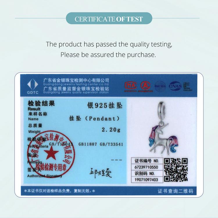 WOSTU Стерлингового серебра 925 пробы Подвески в виде единорога для женщин и девочек Браслет и браслет DIY Ювелирные изделия
