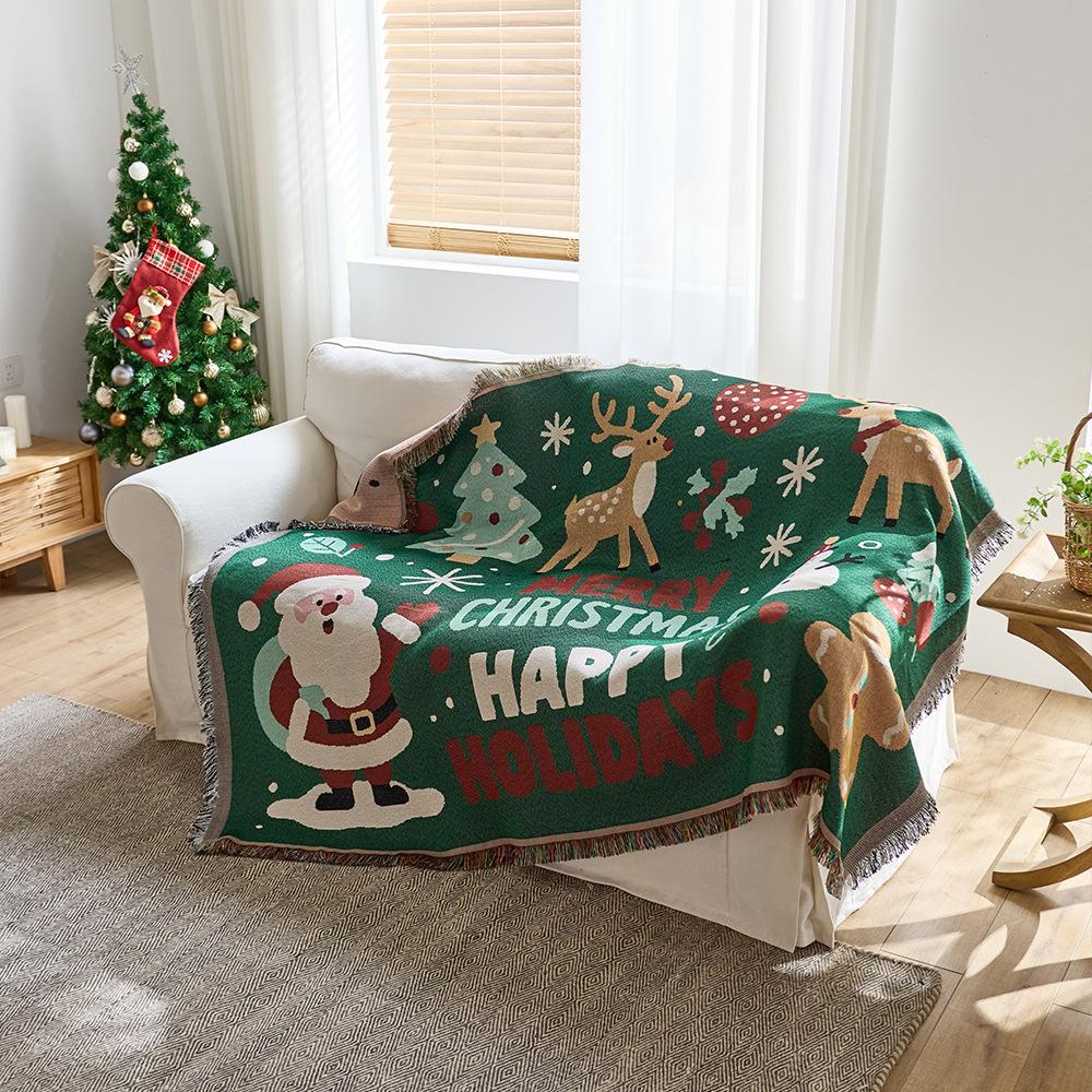 sofa towel cover cotton yarn winter festival atmosphere decorative cloth cover blanket anti-cat scratch sofa cushion