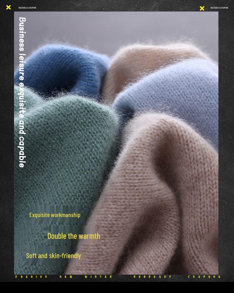 Men's Round Neck Wool Sweater - Korean Style Spring/Autumn/Winter Casual Knit Top