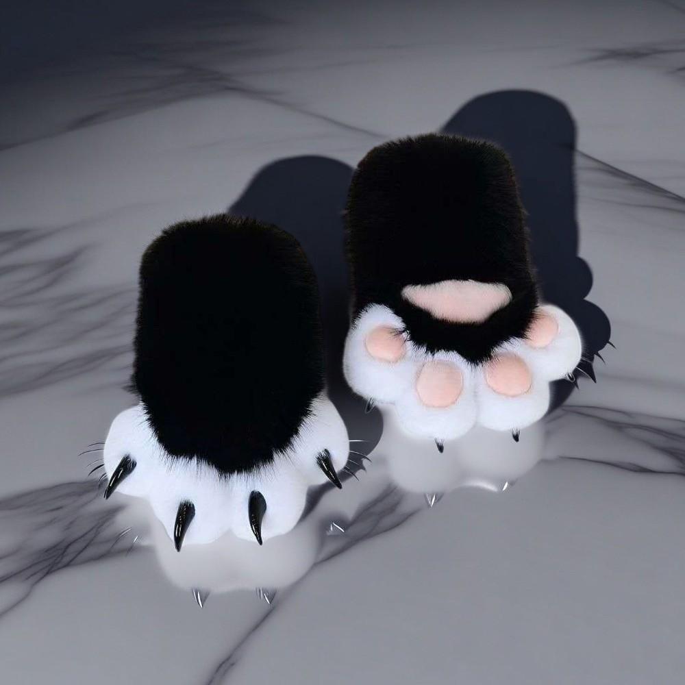Furry Cosplay Costume Gloves Warm Plush Cat Paw Gloves Cute Cat Claw Mittens Party