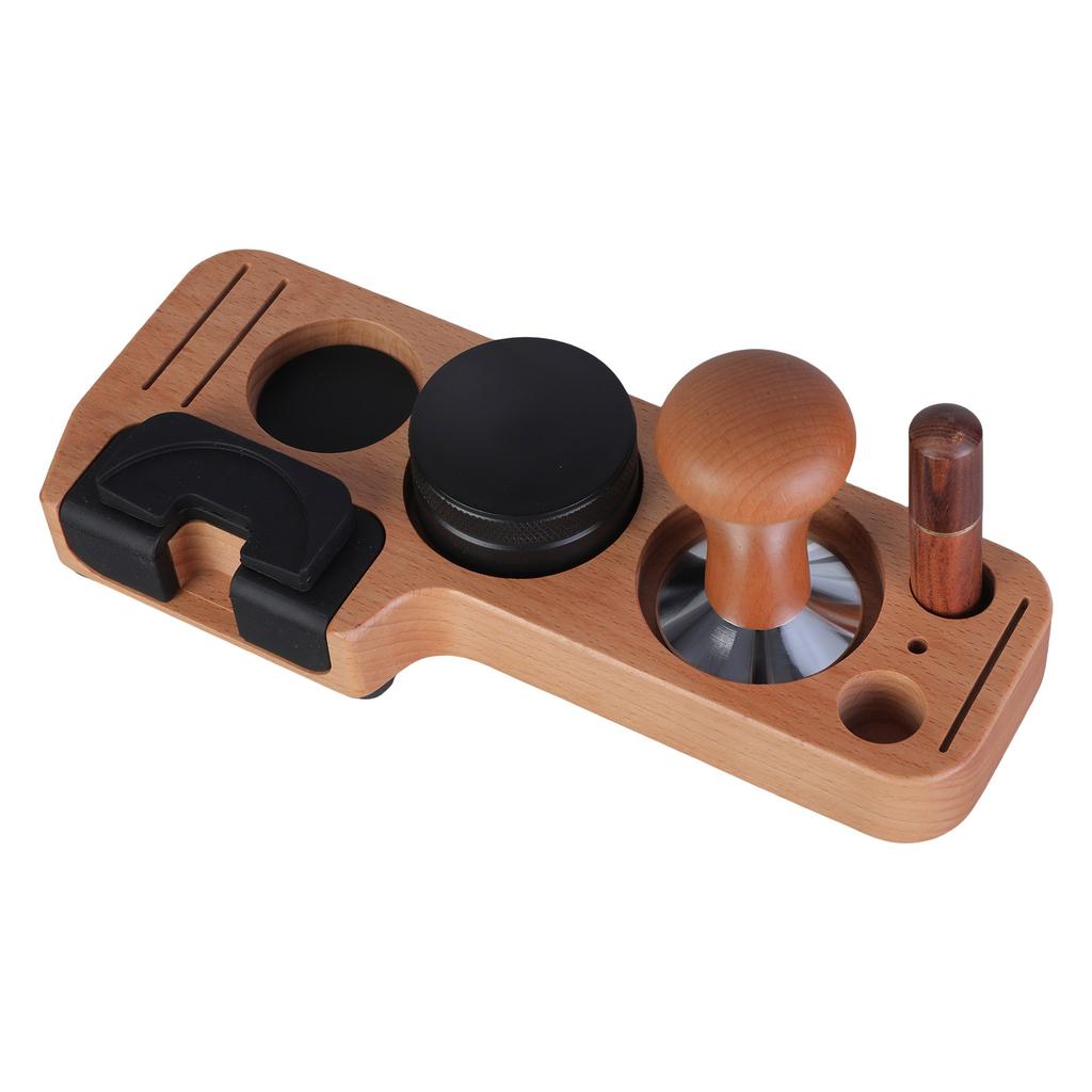 Complete Barista Espresso Tamping Stand Set with Coffee Tamper and Stirrer for Kitchen Counters and Cafes