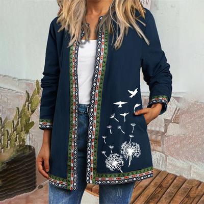 Винтажный этнический стиль принтованный пиджак большого размера, кардиган, женская одежда