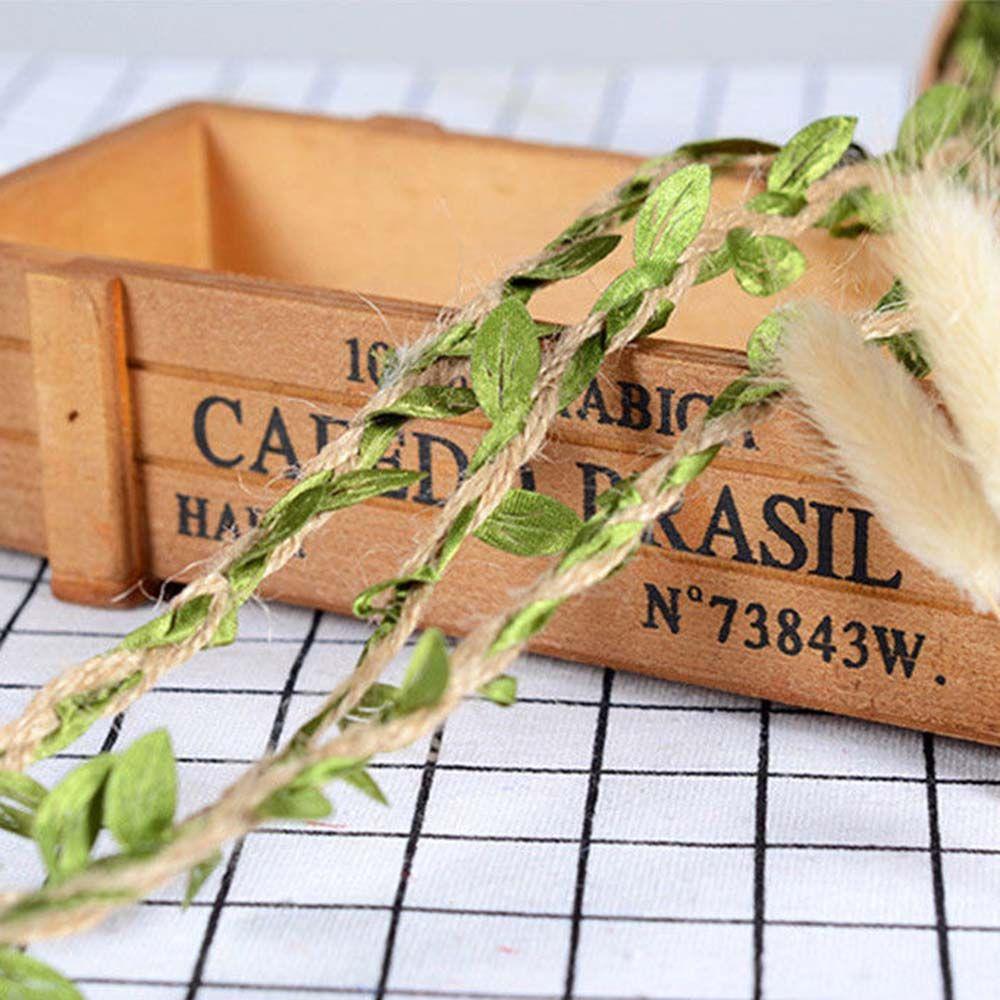 5/10M Home Craft Ribbon Wedding Decal Burlap Rope Artificial Leaf Natural Hessian Jute Twine
