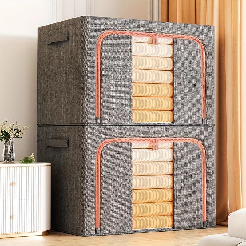 Коробка для хранения одежды из ткани Оксфорд со стальным каркасом, складная сумка, прозрачное окно, молния для одежды, простыней, одеял, с ручками