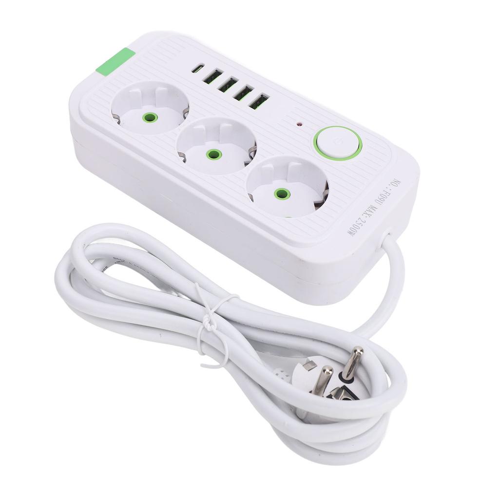 Европейский удлинитель 3 розетки 4 USB 1 порт Type C настенный удлинитель электрической розетки с кабелем 2 м