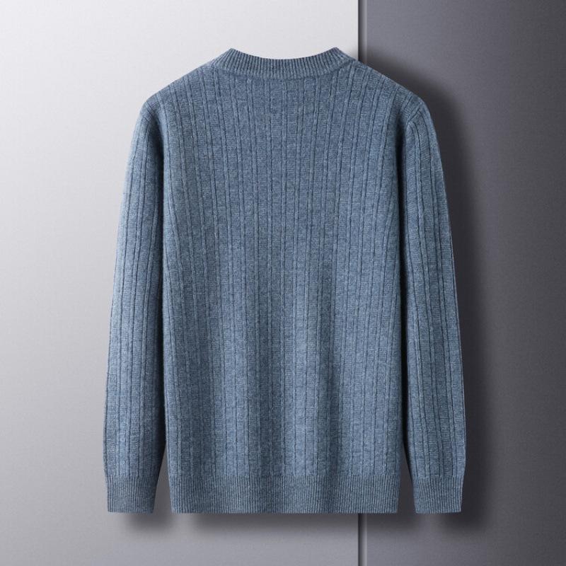 Pure Wool Men's Wool Sweater Fall and Winter Simple Casual Knit Sweater Man
