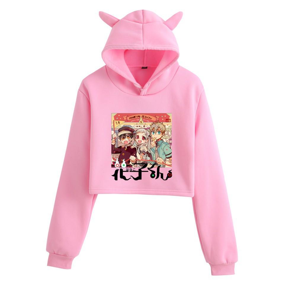 Худи с ушками кошки укороченное для девочек Jibaku Shonen Hanako-kun