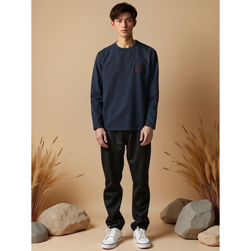 American vintage Embroidered Cotton Long sleeves Shirt Men's 2024 New Spring and Autumn Undershirt Foreign Trade Men's White T-shirt