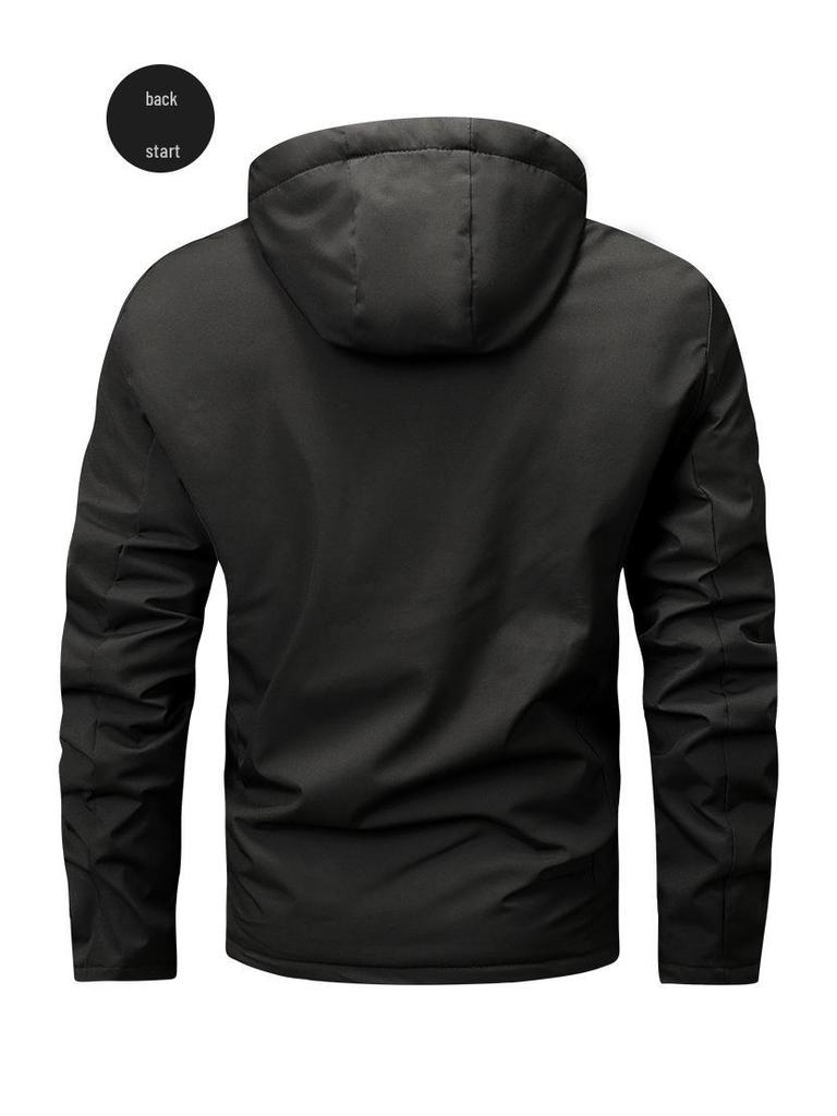 Зимняя мужская хлопковая куртка с капюшоном на флисовой подкладке для улицы: Повседневный и утолщенный дизайн из Японии и Южной Кореи.