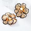 Trendy Black Outline Flower Earrings for Women – Exaggerated European & American Style Alloy Design