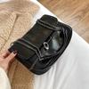 Yogodlns Fashion Shoulder Bag for Women PU Leather Chains Armpit Black Solid Color Messenger Bag Flap Handbags