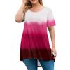 Women's Fashion Large Size Round Neck Short Sleeve Casual Print Loose Pullover Top