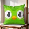 DDuolingo Owl DDuo Cushion Cover Natural Linen Organic Fabric DoubleSided Printing Couch Pillow Covers Home Decor