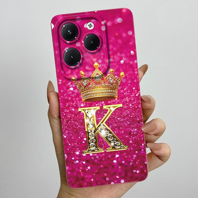 Чехол для Infinix Hot 40 Pro 40i Корона Буква Funda Мягкая Жидкая Силиконовая Задняя Крышка Для Infinix Hot40 Hot40i 40Pro Бампер Оболочка