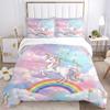 Unicorn Dreams Rainbow Sky Print 3Pcs Bedding Setduvet Cover With 2 Bedropillowcase Home Birthday Gift