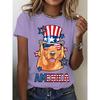 Women's T-Shirt Golden Retriever American Flag Hat Printing Fashion Casual Street Round Neck Oversized Summer Women's Clothing