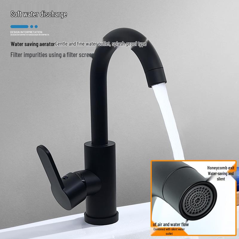 Black and White 304 Stainless Steel Undermount Bathroom Sink with Hot/Cold Faucet