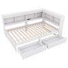 Daybed, 90 x 200 cm, Sofa Bed, Day Bed with Two Drawers, with Socket and 2 USB Ports, Bed with Slatted Frame (without Mattress), Chipboard, White
