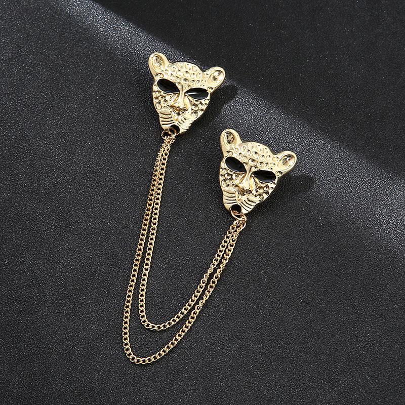 Korean Style Men's Blazer Brooch with Scissors-Shaped Metal Chain Accessory