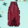 Women Halloween Skirt Cosplay Irregular Ruffle Lace-up High Patchwork Waist Mesh Hem Steampunk Victorian Performance Role Play Photography Dancing