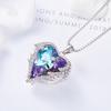 Fashion Simple Creative Ocean Heart Necklace Exquisite Heart Angel Wings Colorful Crystal Pendant High Quality Gifts For Girls