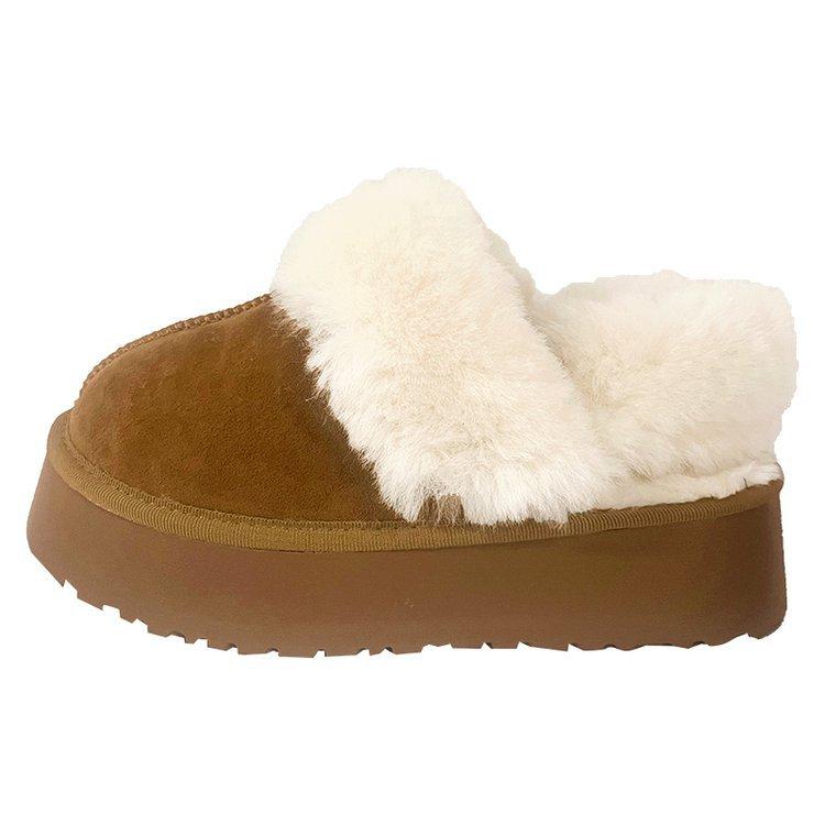 Wool Slippers Women's Outer Wear 2025 New Winter Fur Integrated Thick-bottomed Bag Head Fluffy Slippers Plush Snow Boots
