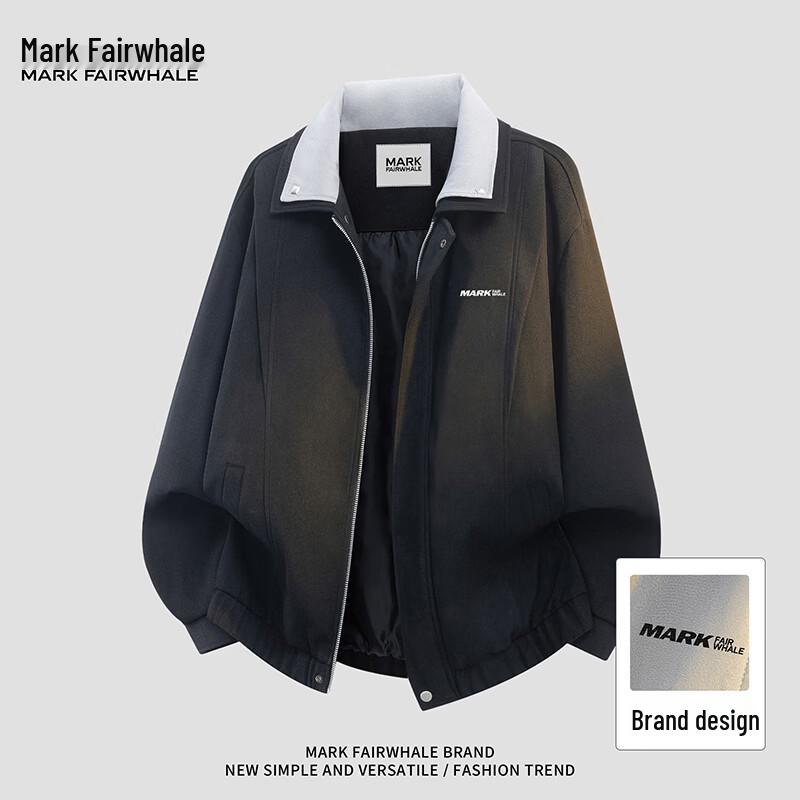 MARK FAIRWHALE Men's American Colorblock Lapel Work Jacket