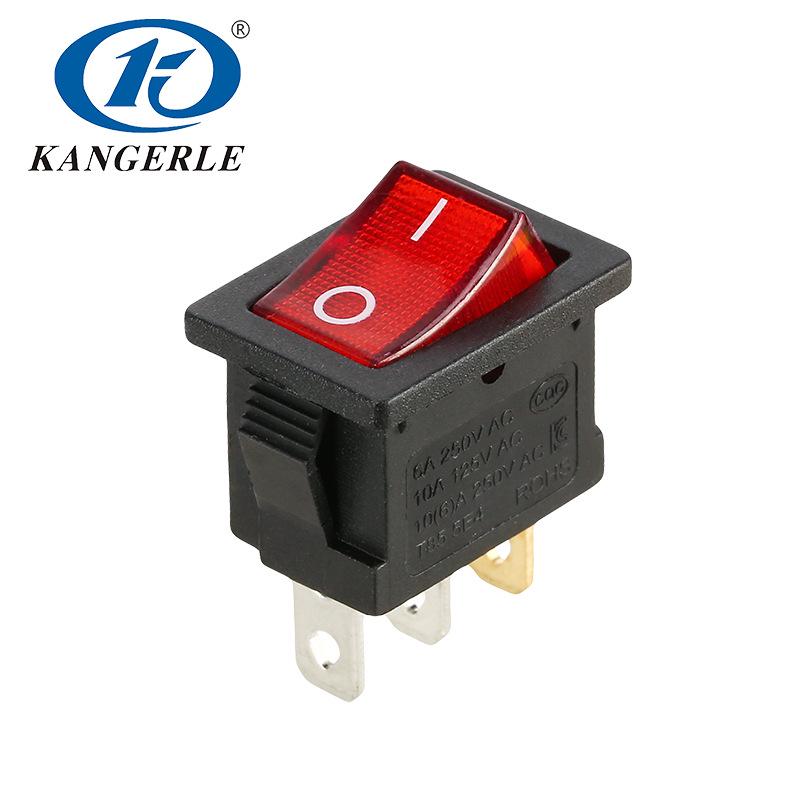 KCD1 Red 3-Position Square Rocker Switch
