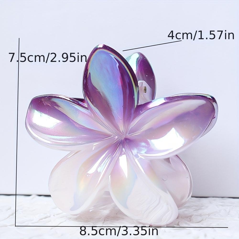 1 шт. Элегантная заколка для волос с франжипани, Блестящая пластиковая заколка для волос с цветком, Милый дизайн в виде зажима-акулы, Сочетание цветов, Средний размер, Одиночная штука