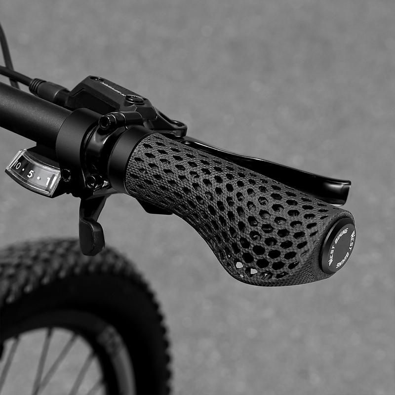 WEST BIKING 3D Printed Bike Grips Ergonomic MTB Handle Grip Breathable Shock Absorption Bike Handlebar Grips Bicycle Accessories