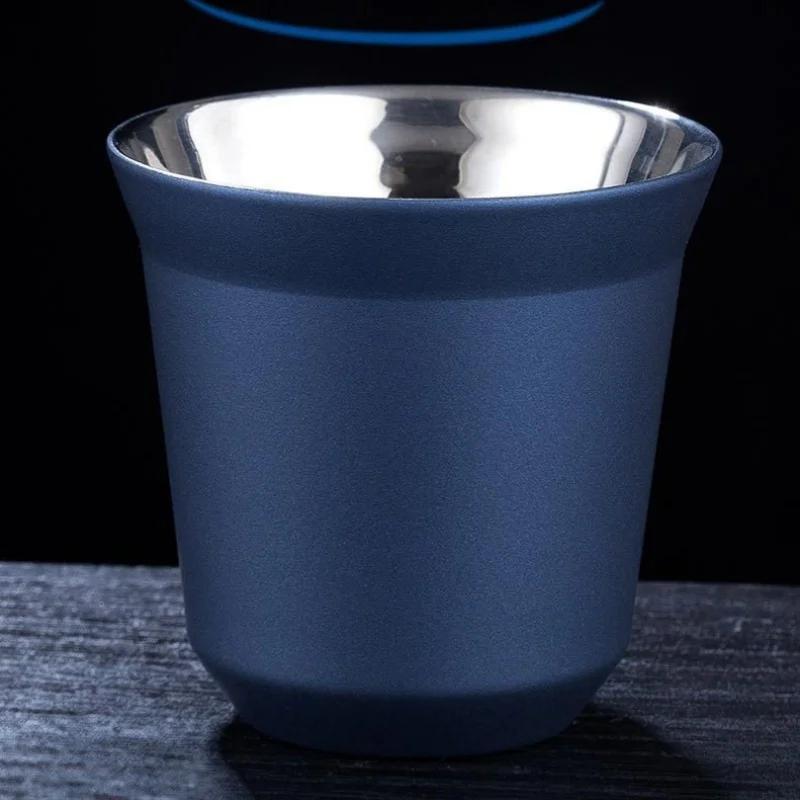 80 мл набор чашек для эспрессо из нержавеющей стали с двойными стенками 304 из нержавеющей стали маленькая кофейная чашка капсула молочная кружка с двойными стенками изолированная