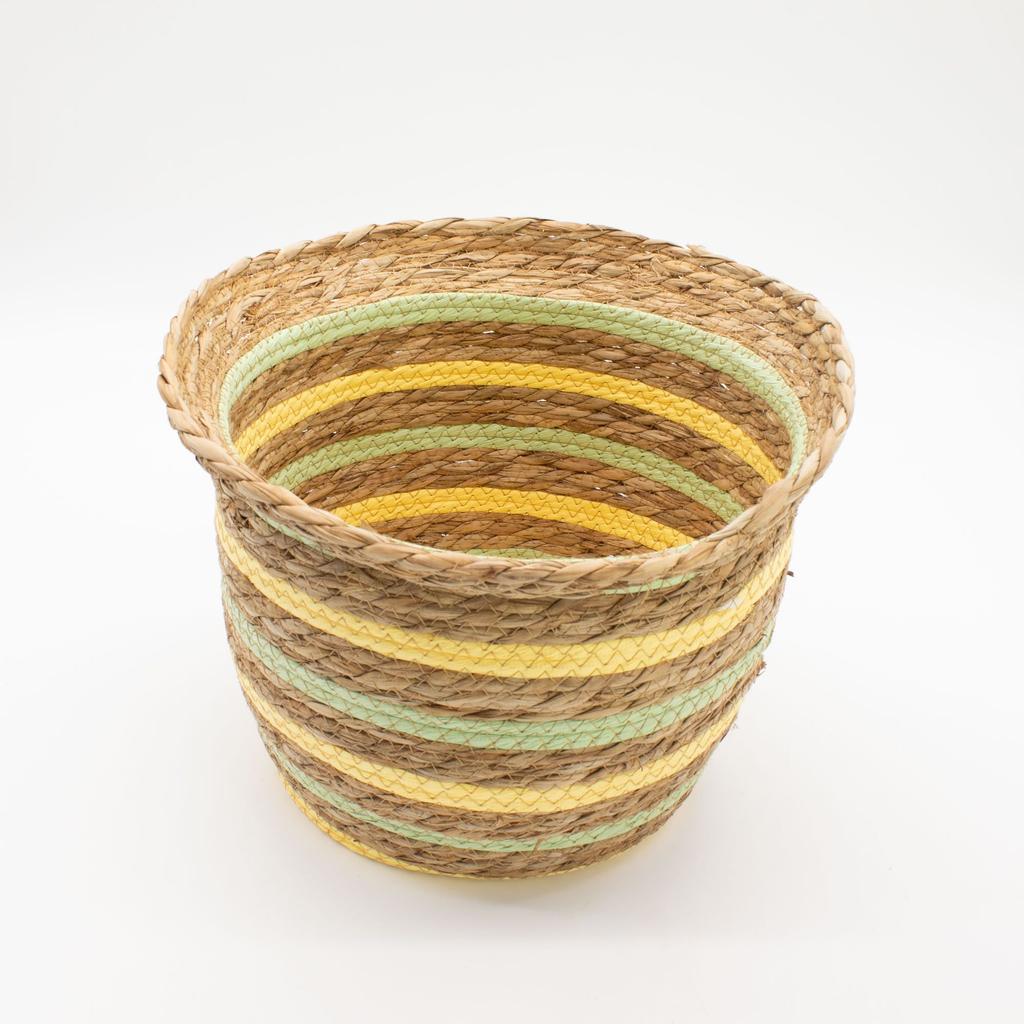 Seagrass & Straw Vase Shaped Baskets – Natural Yellow & Green – Set of 3