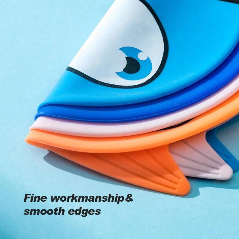 Cartoon Children's Silicone Swim Caps Waterproof Bathing Hats for Kids and Toddlers with Long or Short Hair for Boys and Girls