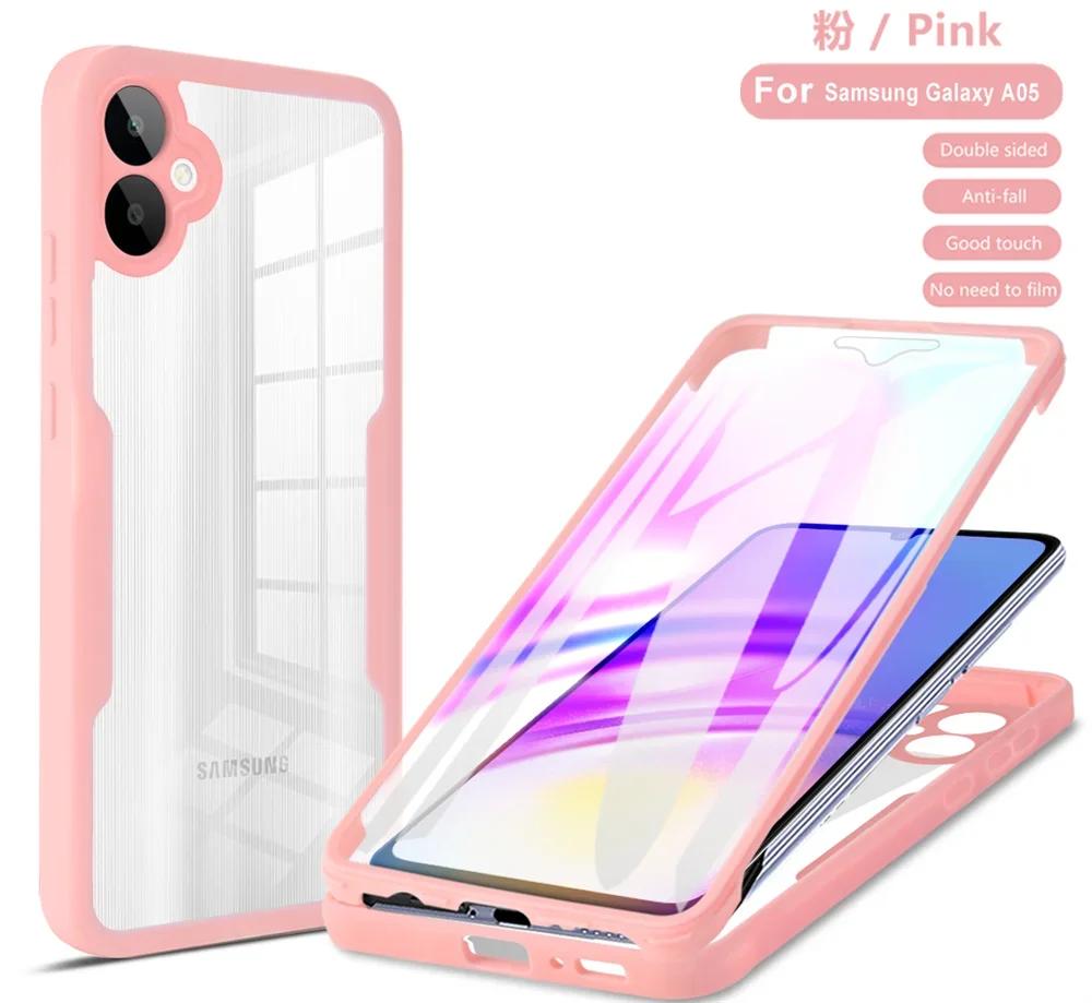 360 Полная защита корпуса Двойной чехол для Samsung S24 S23 Ultra S22 Plus S21 FE A55 A35 A25 A15 A05 A54 A34 A73 A53 A33 5G Противоударный чехол