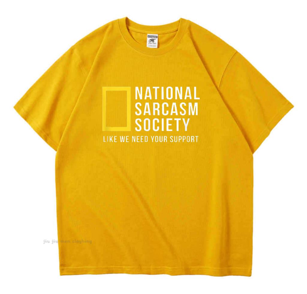 Национальное общество сарказма Смешная саркастическая мужская женская футболка с буквенным принтом, футболка из хлопка, мужская свободная повседневная футболка