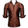 Mens Fashion Amber Satin Shirt Woven Paisley Casual Long Sleeve Blouse Men Dress Shirts