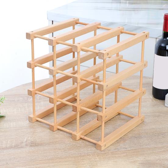 Деревянный стеллаж для вина, модульные стеллажи для хранения вина, сборка своими руками, держатель для винных бутылок, экономящий место, столешница для горизонтального хранения 12 бутылок