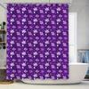 Violet Floral Shower Curtain with Pink Flowers Pattern for Bathroom Waterproof Decor 3D Printing Home Textile Accessories