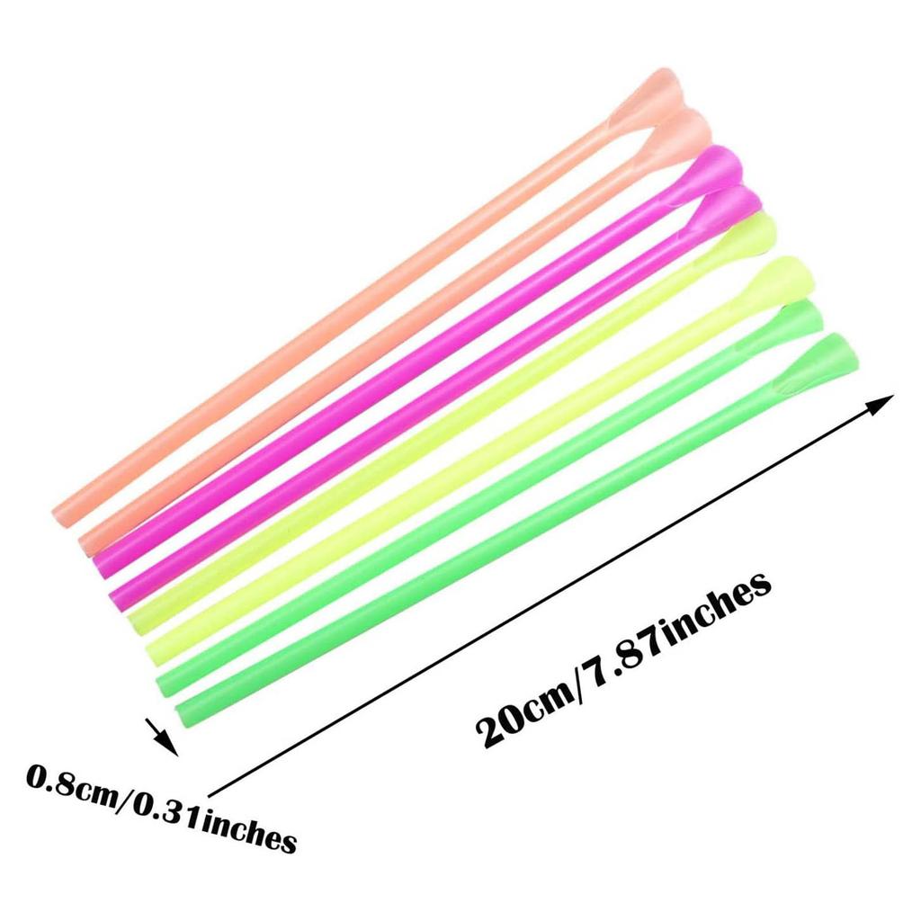 Straws With Snow-Cone Spoon For Drinking Summer Straws For Home Or Party 100 PCS Rainbow Colorful Straws