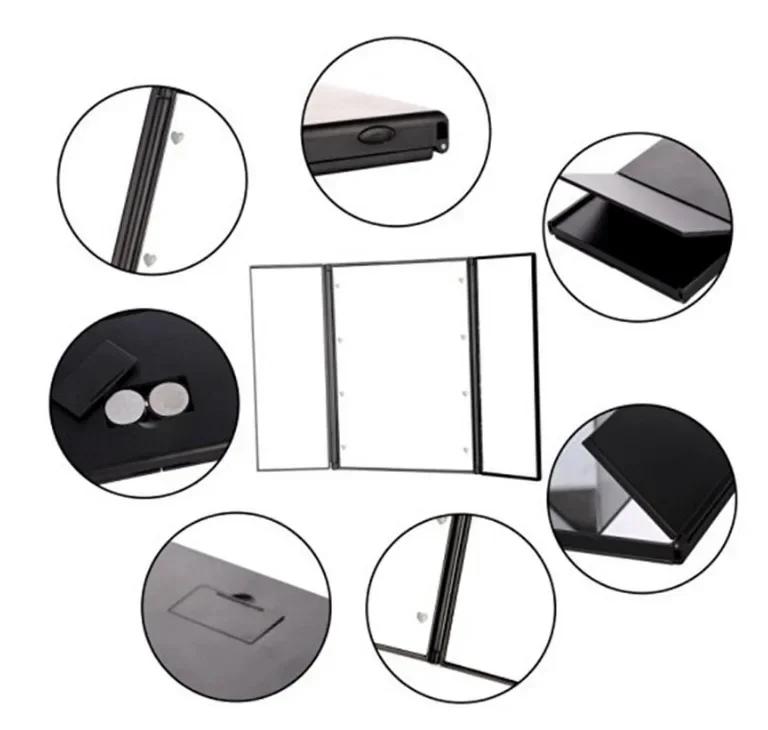 Портативное складное светодиодное зеркало для макияжа с подсветкой на подставке Компактное карманное зеркало для макияжа